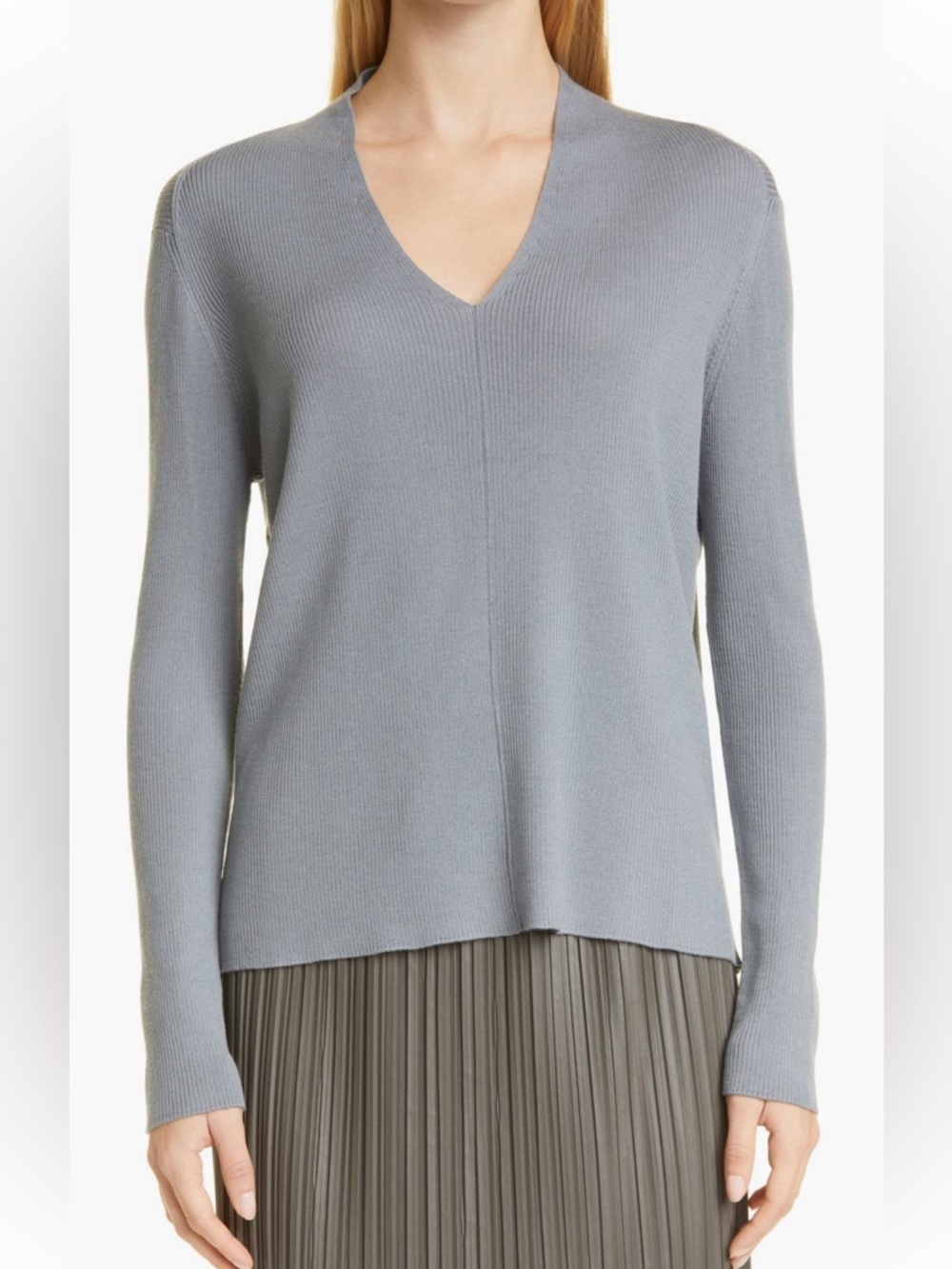 Max Mara Leisure V-Neck Virgin Wool Sweater- estimated large see measurements